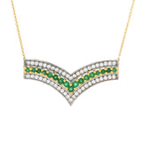 Cocci Collection 1.64ctw Brazilian Sakota Emerald & Zircon Chevron Necklace