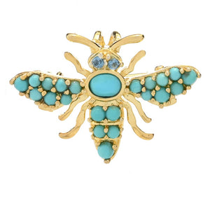 18K Gold Plated Campitos Turquoise Choice of Critter Convertible Pendant/Brooch