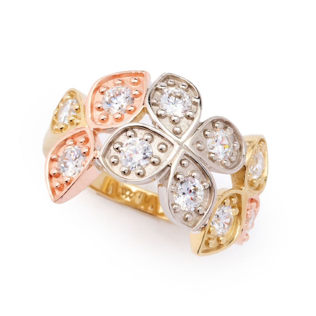 Brilliante Tri-Color 1.00 DEW Simulated Diamond Flower Ring