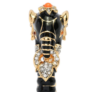 Kenneth Jay Lane 22K Gold Plated Enamel & Simulated Topaz Elephant Bangle Bracelet