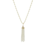 Kenneth Jay Lane Gold Plated Simulated Pearl Tassel 32" Necklace