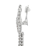 Kenneth Jay Lane Crystal Bow Duster Post or Clip-on 4.5" Drop Earrings