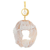 Cameo Italiano "Elysee" Jungle Animals Openwork Shell Cameo Enhancer Pendant