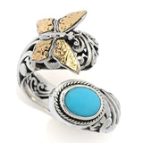 Artisan Silver by Samuel B. 8x6mm Sleeping Beauty Turquoise Butterfly Ring