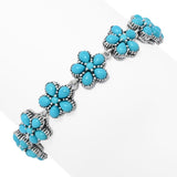 Artisan Silver by Samuel B. Sleeping Beauty Turquoise Flower Bracelet