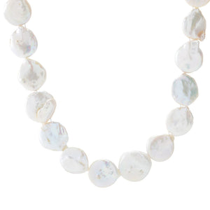 Far East Jewelry 19-22mm Freshwater Cultured Coin Pearl Strand Necklace