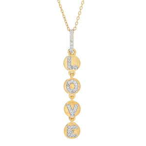 Diamond Treasures 0.23ctw Diamond "Love Letters" Disk Drop Pendant w/ Chain