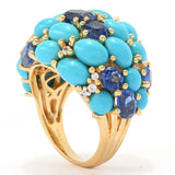 MUSE 18K Vermeil Sleeping Beauty Turquoise, Kyanite & Zircon Dome Ring