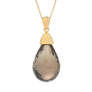 MUSE Choice of 30x20mm Faceted Briolette Gemstone Pendant w/ 18"+2" Chain