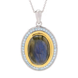 MUSE 18K Gold Accented Choice of 18x13mm Opaque & Faceted Gemstone Pendant