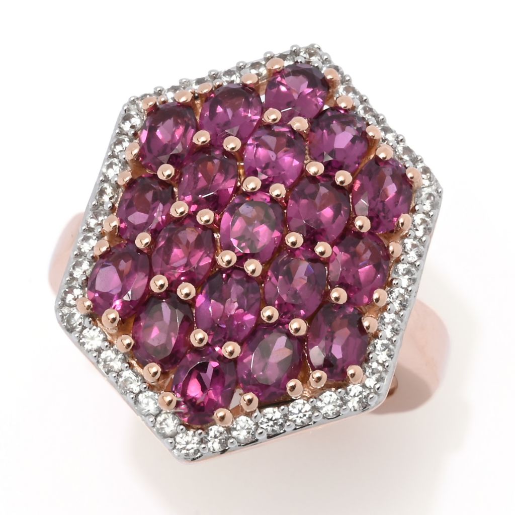 MUSE Choice of Gemstone Cluster & White Zircon Hexagonal Shield Ring