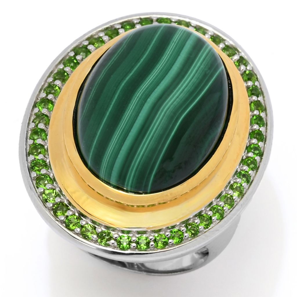 MUSE 18K Gold Accented Choice of 18x13mm Opaque & Faceted Gemstone Ring