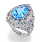 MUSE Sterling Silver 8.61ctw Blue Topaz & White Zircon Pave Ring