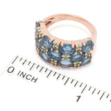 MUSE 18K Rose Vermeil 0.64ctw Kyanite & Tsavorite Triple Row Ring