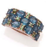 MUSE 18K Rose Vermeil 0.64ctw Kyanite & Tsavorite Triple Row Ring