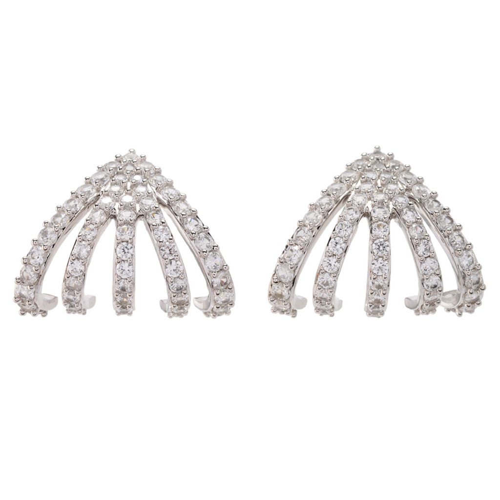 MUSE Sterling Silver 6.12ctw White Zircon Multi Row Ear Cuff Earrings