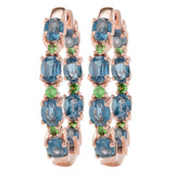 MUSE 18K Rose Vermeil 4.28ctw Kyanite & Tsavorite Hoop Earrings