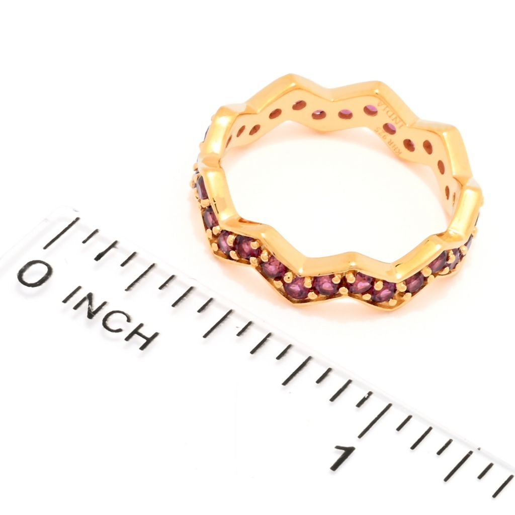 MUSE 18K Gold Plated Polished Choice of Gemstone Chevron Stack Band Ring