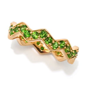 MUSE 18K Gold Plated Polished Choice of Gemstone Chevron Stack Band Ring