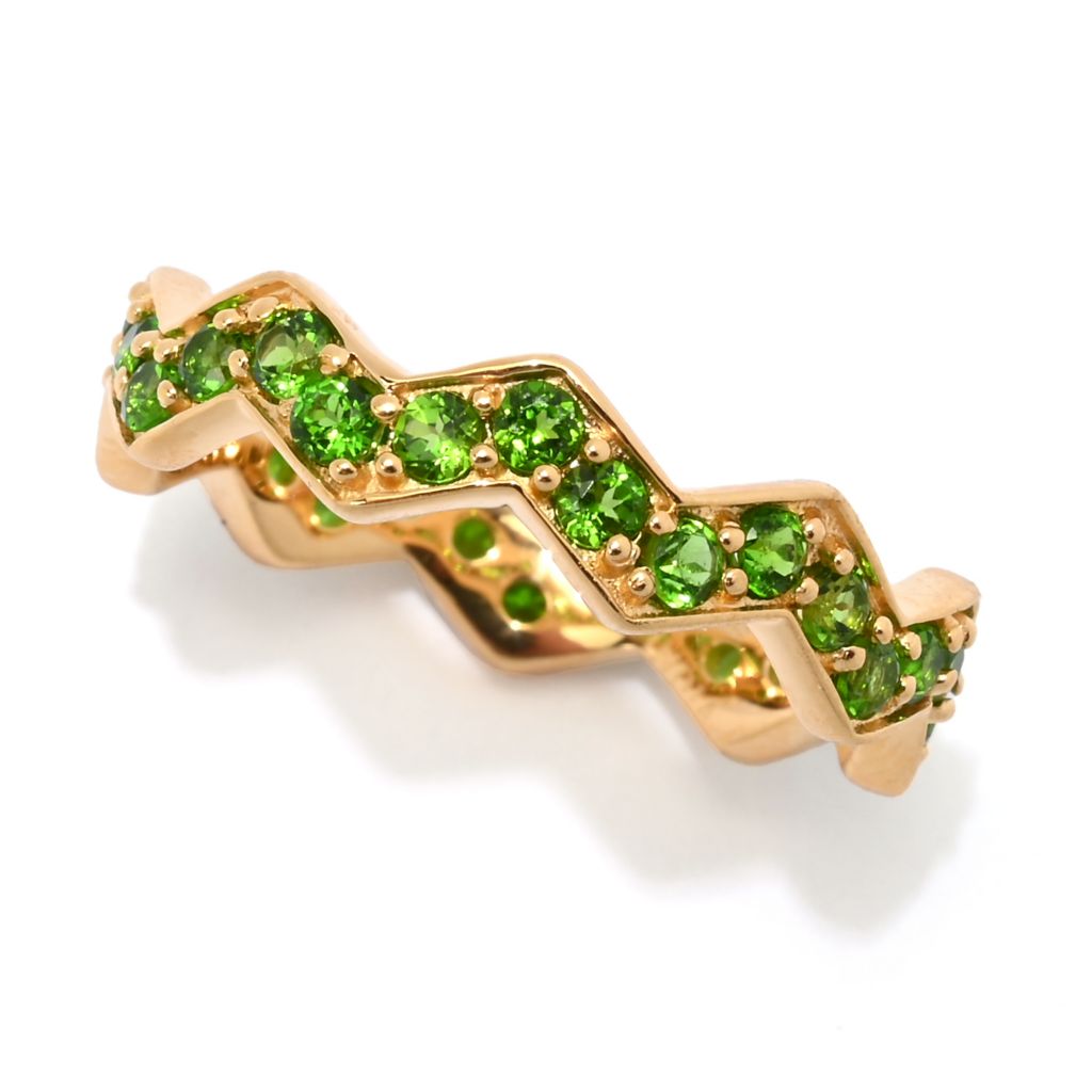 MUSE 18K Gold Plated Polished Choice of Gemstone Chevron Stack Band Ring