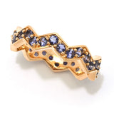 MUSE 18K Gold Plated Polished Choice of Gemstone Chevron Stack Band Ring