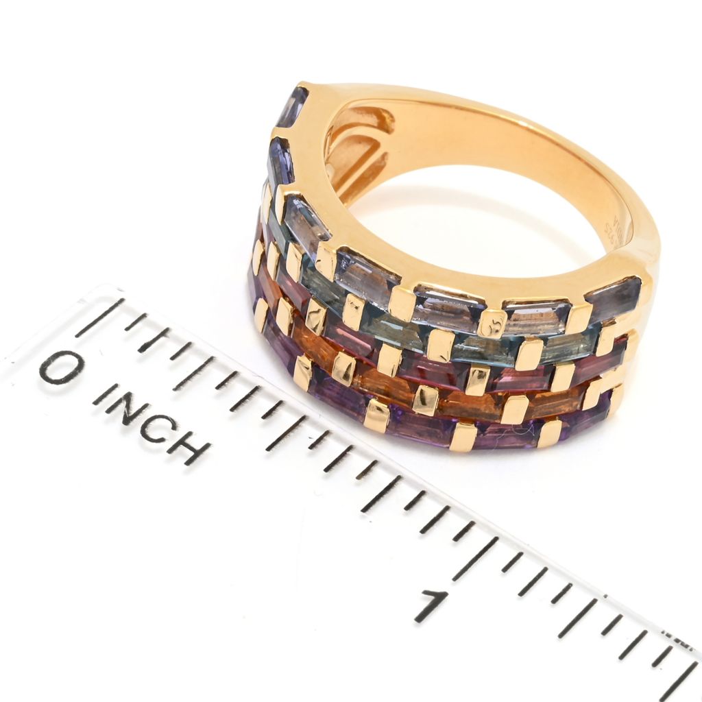 MUSE 18K Gold Plated 2.77ctw Baguette Multi Gemstone 5-Row Band Ring