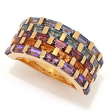 MUSE 18K Gold Plated 2.77ctw Baguette Multi Gemstone 5-Row Band Ring