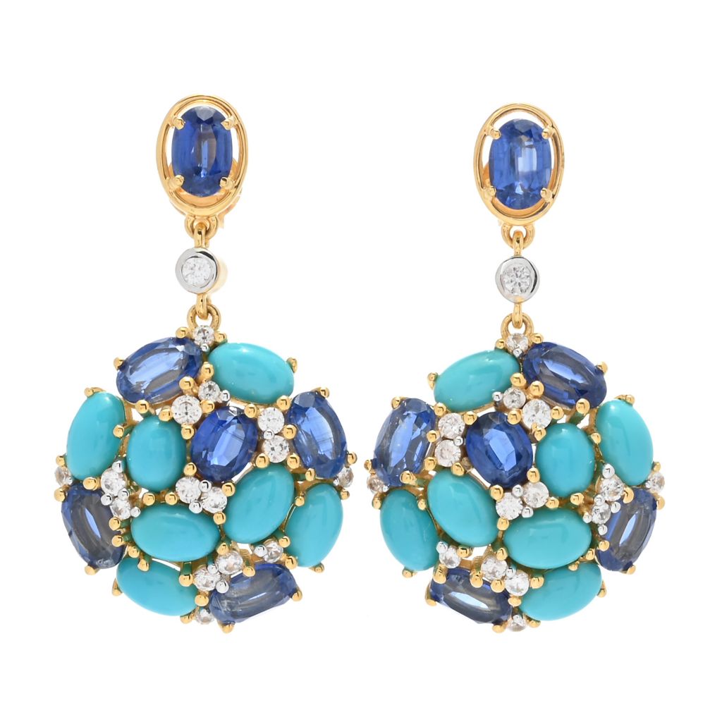 MUSE 18K Vermeil Sleeping Beauty Turquoise, Kyanite & Zircon Cluster Earrings
