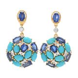 MUSE 18K Vermeil Sleeping Beauty Turquoise, Kyanite & Zircon Cluster Earrings
