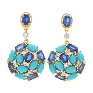 MUSE 18K Vermeil Sleeping Beauty Turquoise, Kyanite & Zircon Cluster Earrings