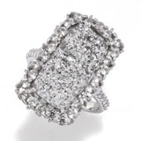 MUSE Sterling Silver 18x9mm Drusy & White Zircon Elongated Ring