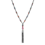 Southwest Elements Orange Dahlia Kingman Turquoise & Navajo Pearl Necklace