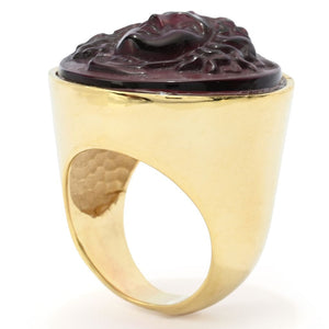 Tagliamonte 18K Gold Plated 24x8.5mm Medusa Venetian Glass Cameo Ring