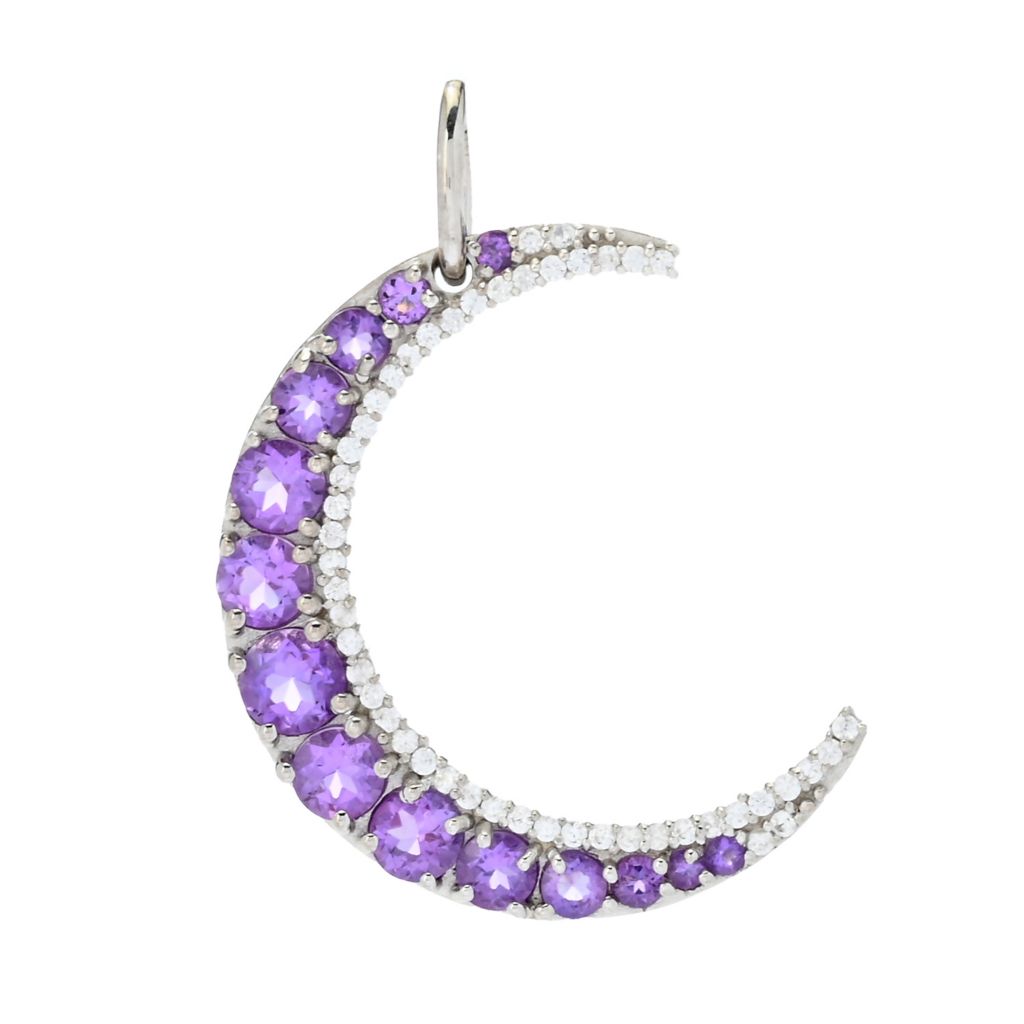 Claire Vessot Designs Choice of Gemstone & Zircon Crescent Moon Pendant
