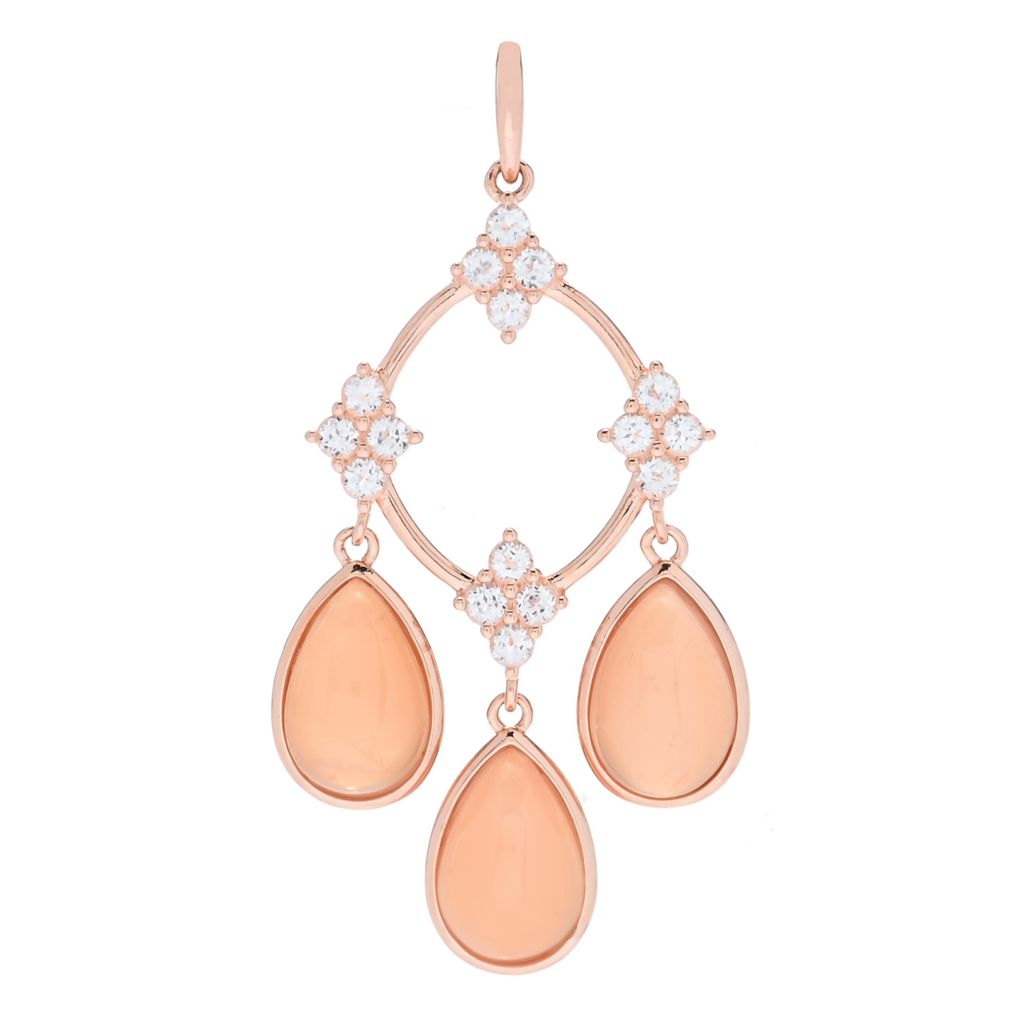 Claire Vessot Designs Peach Moonstone & White Topaz Chandelier 2" Pendant