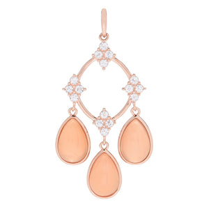 Claire Vessot Designs Peach Moonstone & White Topaz Chandelier 2" Pendant
