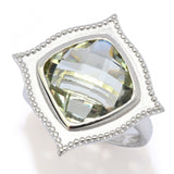 Claire Vessot Designs Choice of Gemstone 12mm Checkerboard Cut Satin Finish Ring