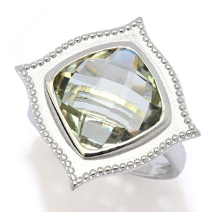 Claire Vessot Designs Choice of Gemstone 12mm Checkerboard Cut Satin Finish Ring