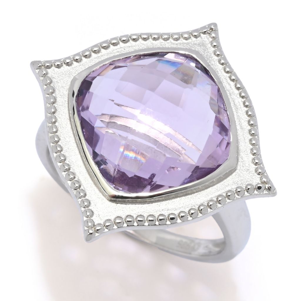 Claire Vessot Designs Choice of Gemstone 12mm Checkerboard Cut Satin Finish Ring