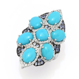 Gem Treasures Sleeping Beauty Turquoise & Tanzanite Shield Ring