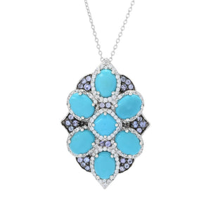 Gem Treasures Sleeping Beauty Turquoise & Tanzanite Shield Pendant