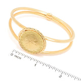 Toscana Italiana 18K Gold Plated Tubing Genuine 200 Lire Coin Bangle Bracelet