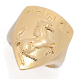 Toscana Italiana 18K Gold Plated Polished Arezzo Crest Shield Ring