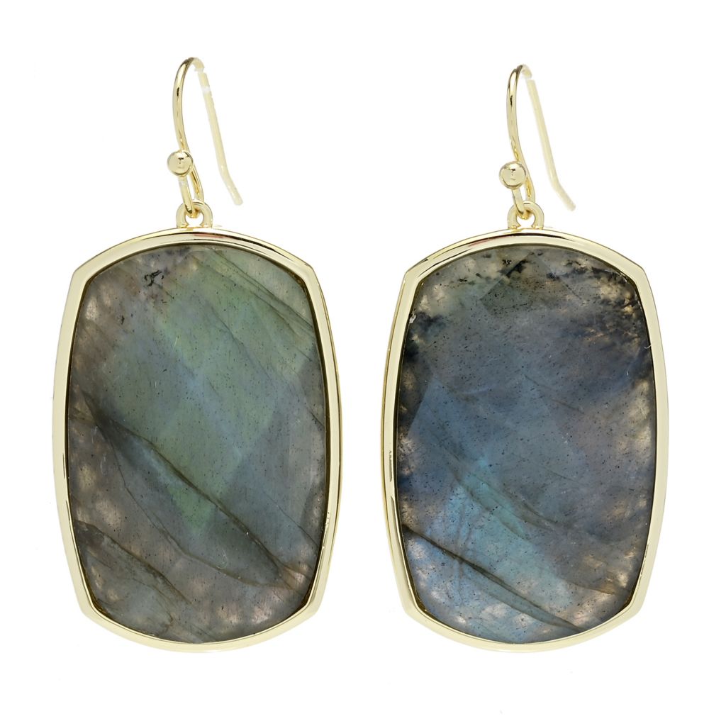 Aurelia 18K Gold Plated 30x19mm Faceted Labradorite Drop Earrings