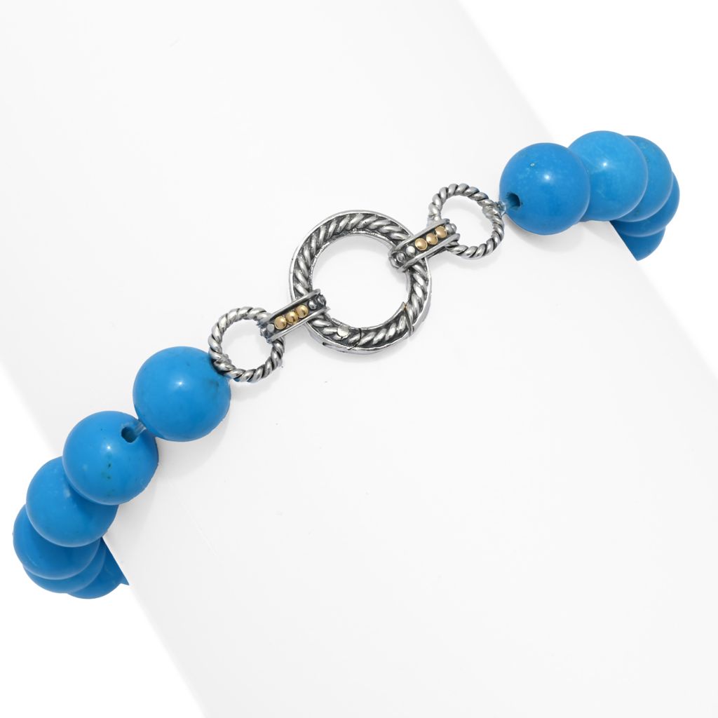 Artisan Silver by Samuel B. 8mm Turquoise Bead & Silver Link Station Bracelet