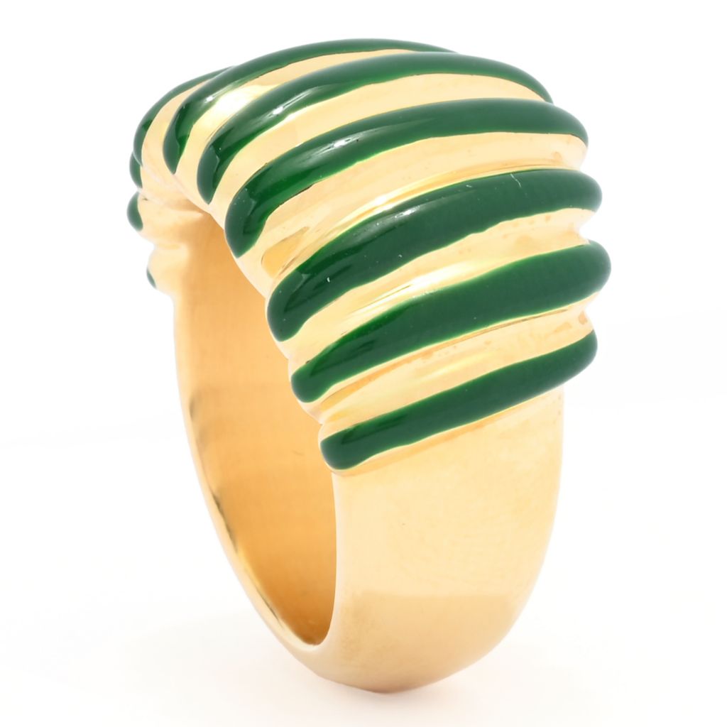 VOGA Collection 18K Gold Electroform Polished & Enamel Tapered Ring