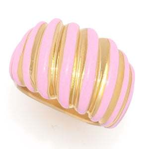 VOGA Collection 18K Gold Electroform Polished & Enamel Tapered Ring