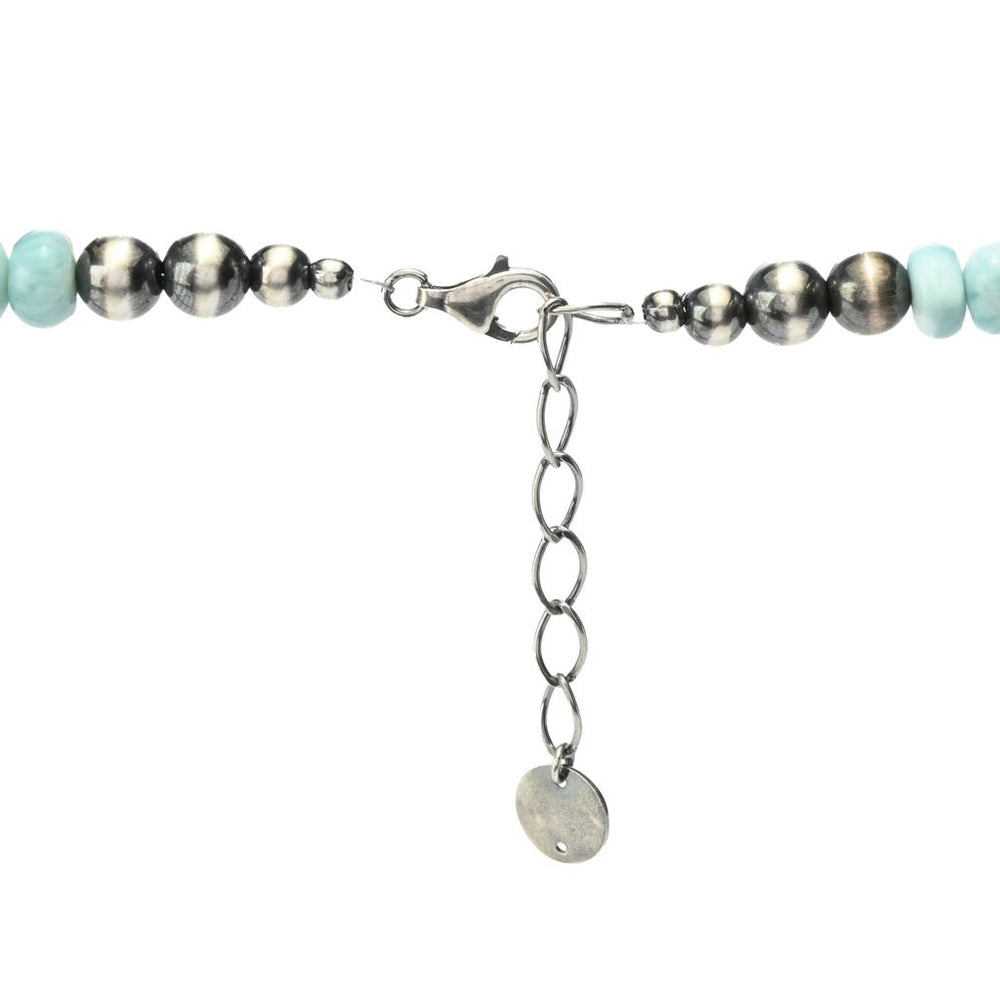 Southwest Elements Sterling Silver 8mm Larimar Rondelle Bead Necklace