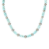 Southwest Elements Sterling Silver 8mm Larimar Rondelle Bead Necklace