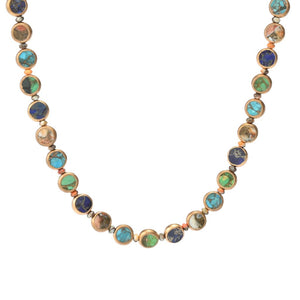 Southwest Elements Sterling Silver Choice of Gemstone Coin & Gem Bead Necklace
